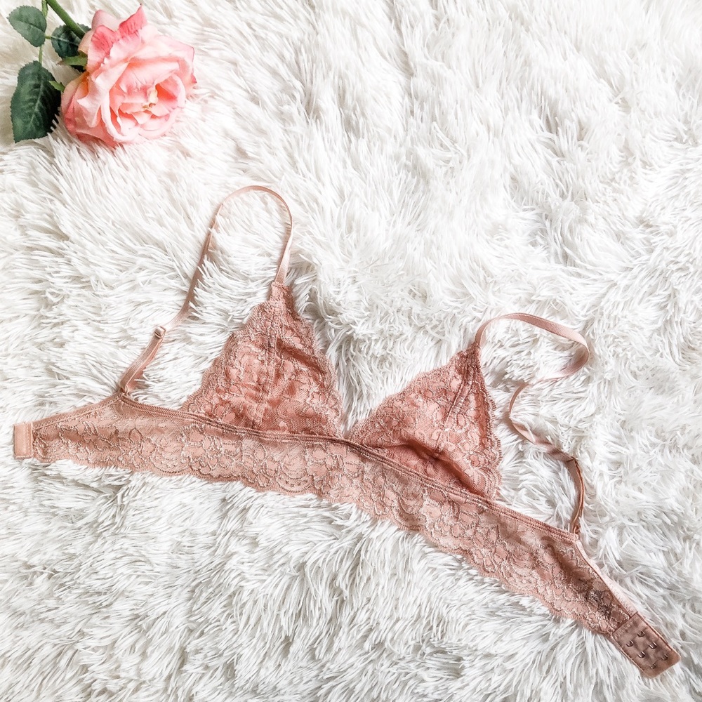 Blush Lace Mesh Lined Triangle Bralette - Picture 10 of 12